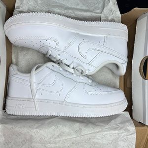 Size 2Y White Nike Air Force 1 Ones. Look brand new
